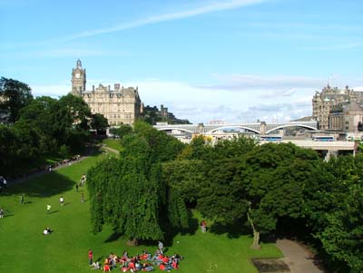 Edinburgh cityscape from Princes Street Gardens