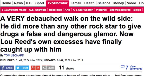 Daily Mail Lou Reed
